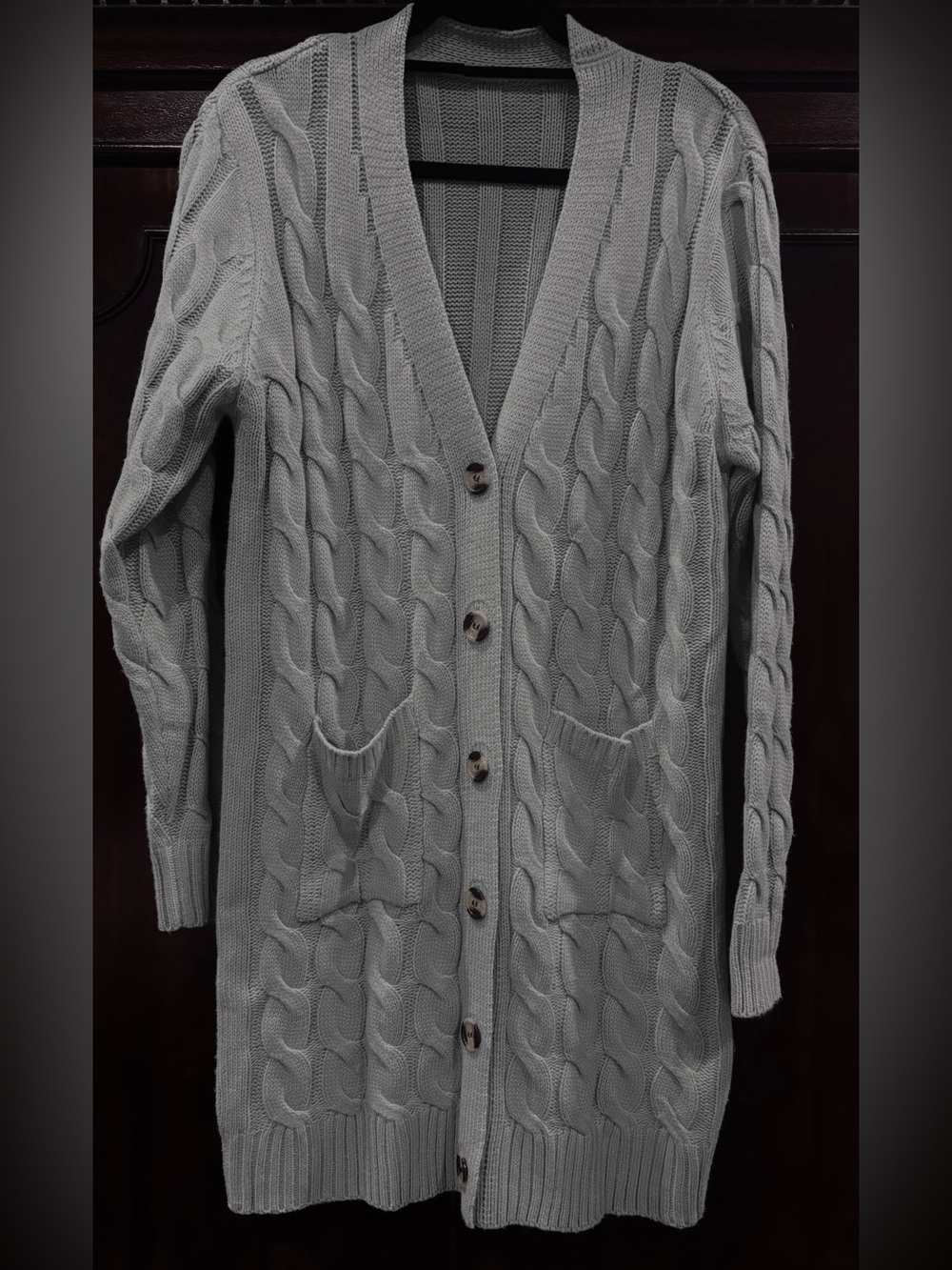 Women’s Mint Green Cable Knit Button-Front Cardigan Sweater